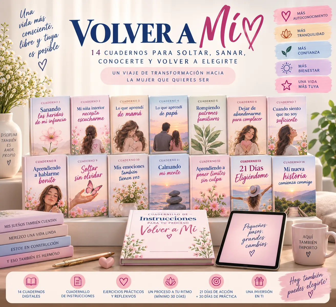 Colección completa VOLVER A MÍ: los 14 cuadernos, el cuadernillo de instrucciones y la versión digital